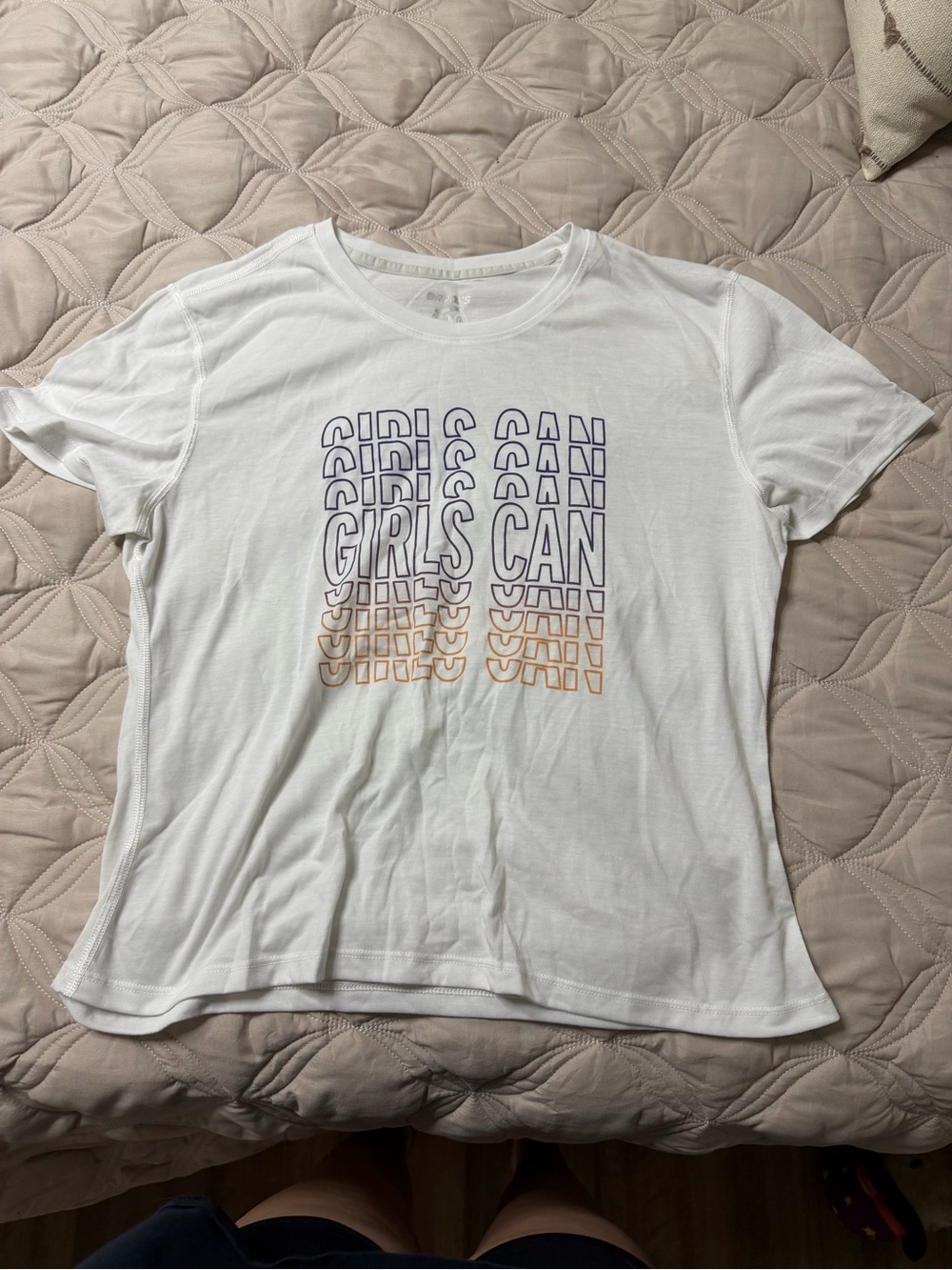 Brooks White Logo Crew Neck Tee
